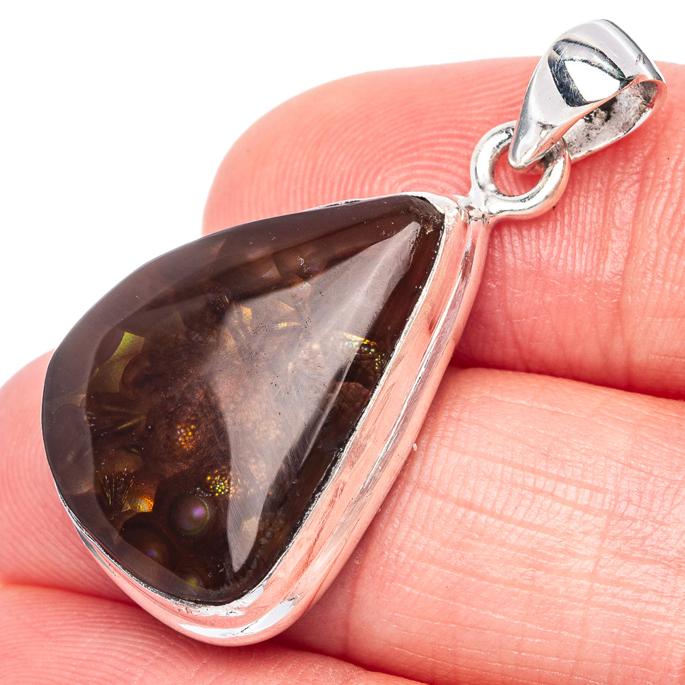 Rare Mexican Fire Agate Pendant 1 3/8" (925 Sterling Silver) P41080