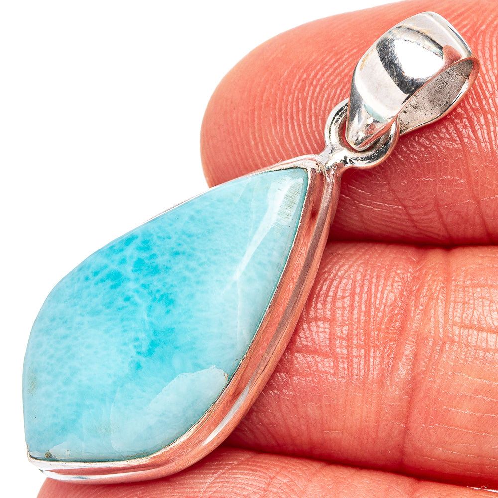 Rare Larimar Pendant 1 1/2" (.925 Sterling Silver)