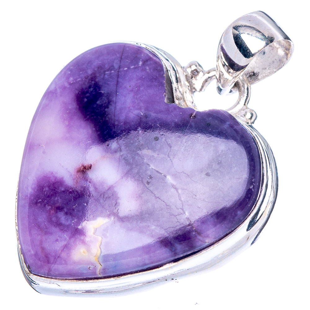 Rare Tiffany Stone Heart Pendant 1 3/8" (925 Sterling Silver) P42465