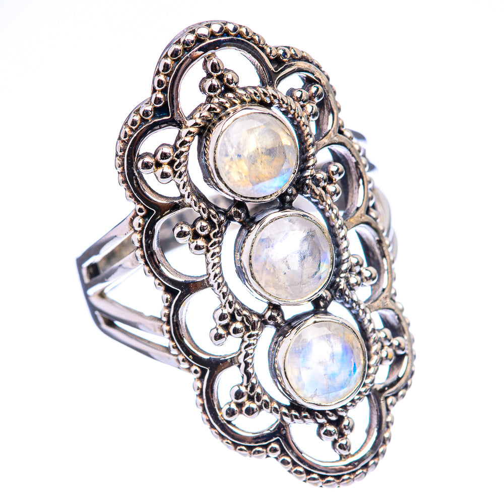 Rainbow Moonstone Ring Size 7.75 (925 Sterling Silver) R142820