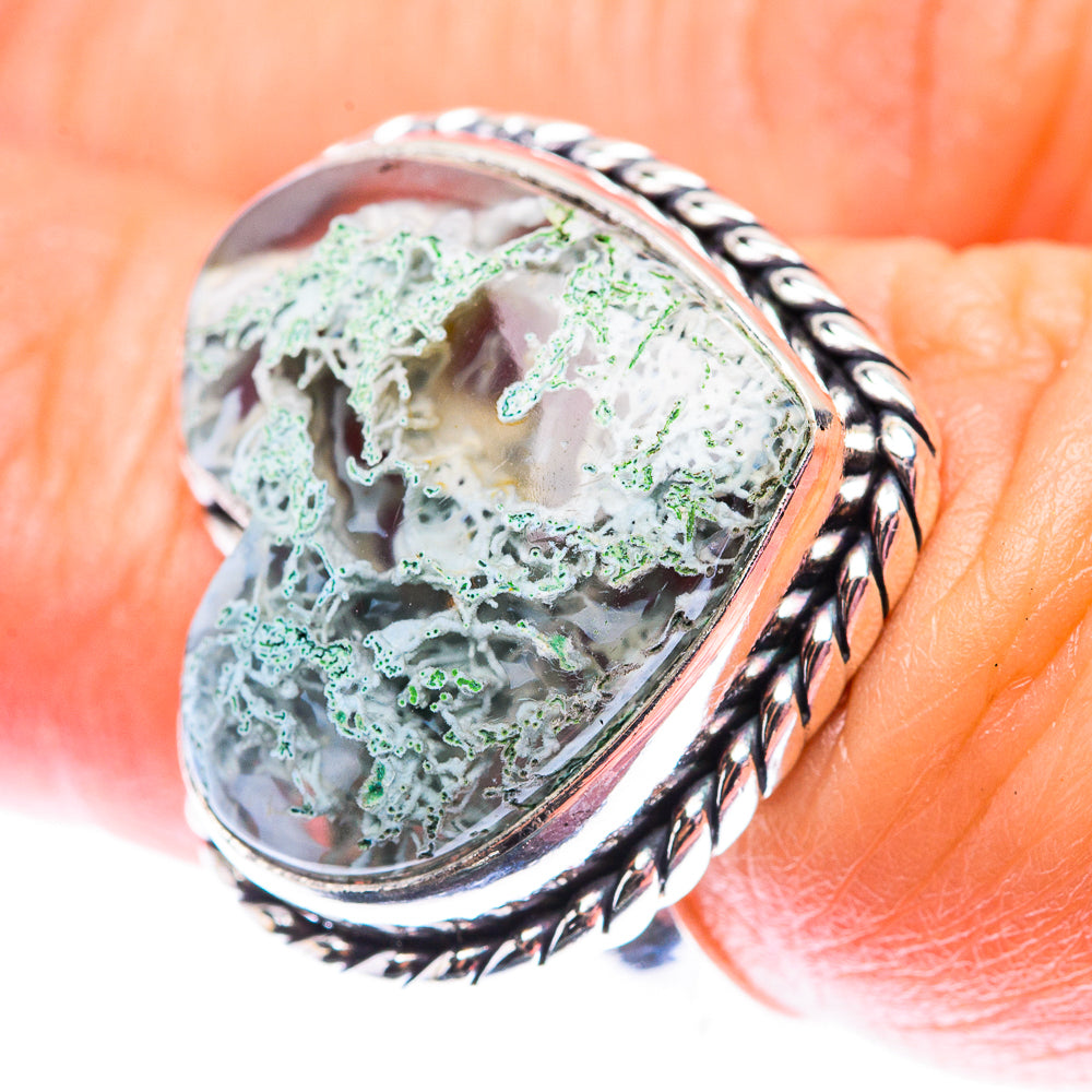 Green Moss Agate Ring Size 6.5 (925 Sterling Silver) RING140117