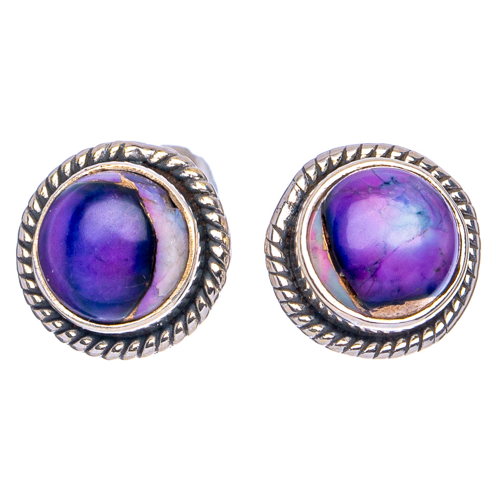 Purple Dahlia Mohave Turquoise Earrings 3/8" (.925 Sterling Silver)