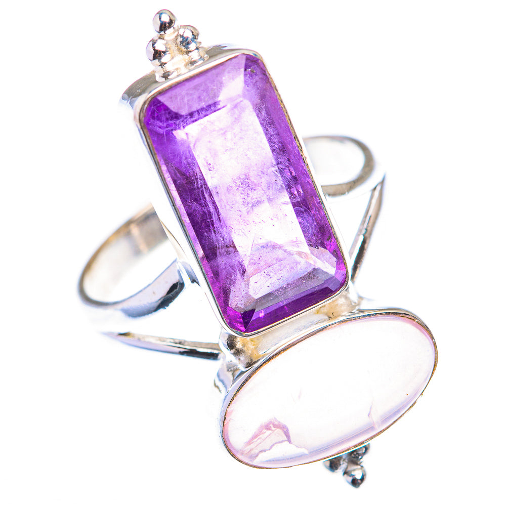 Large Amethyst, Rose Quartz Ring Size 12 (925 Sterling Silver) RING140017