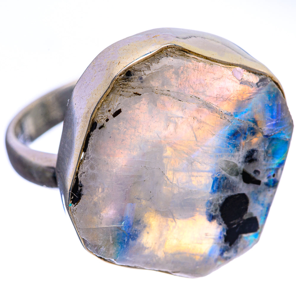 Rough Rainbow Moonstone Ring Size 9.5 (925 Sterling Silver) R142941