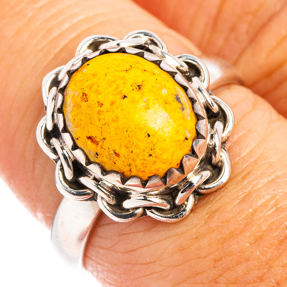 Bumblebee Jasper Ring Size 7.5 (.925 Sterling Silver)