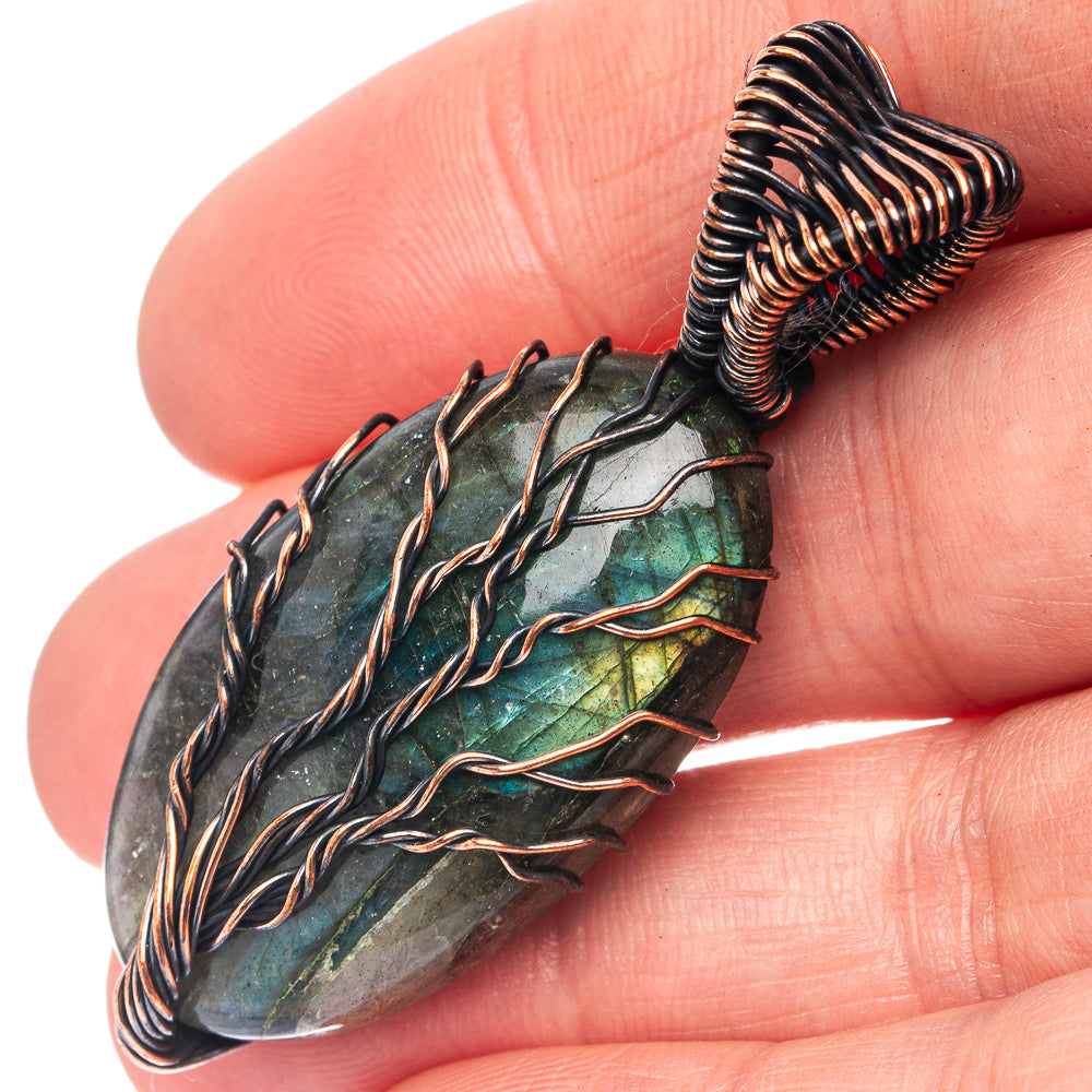Labradorite Tree of Life Pendant 2" (Oxidized Copper)