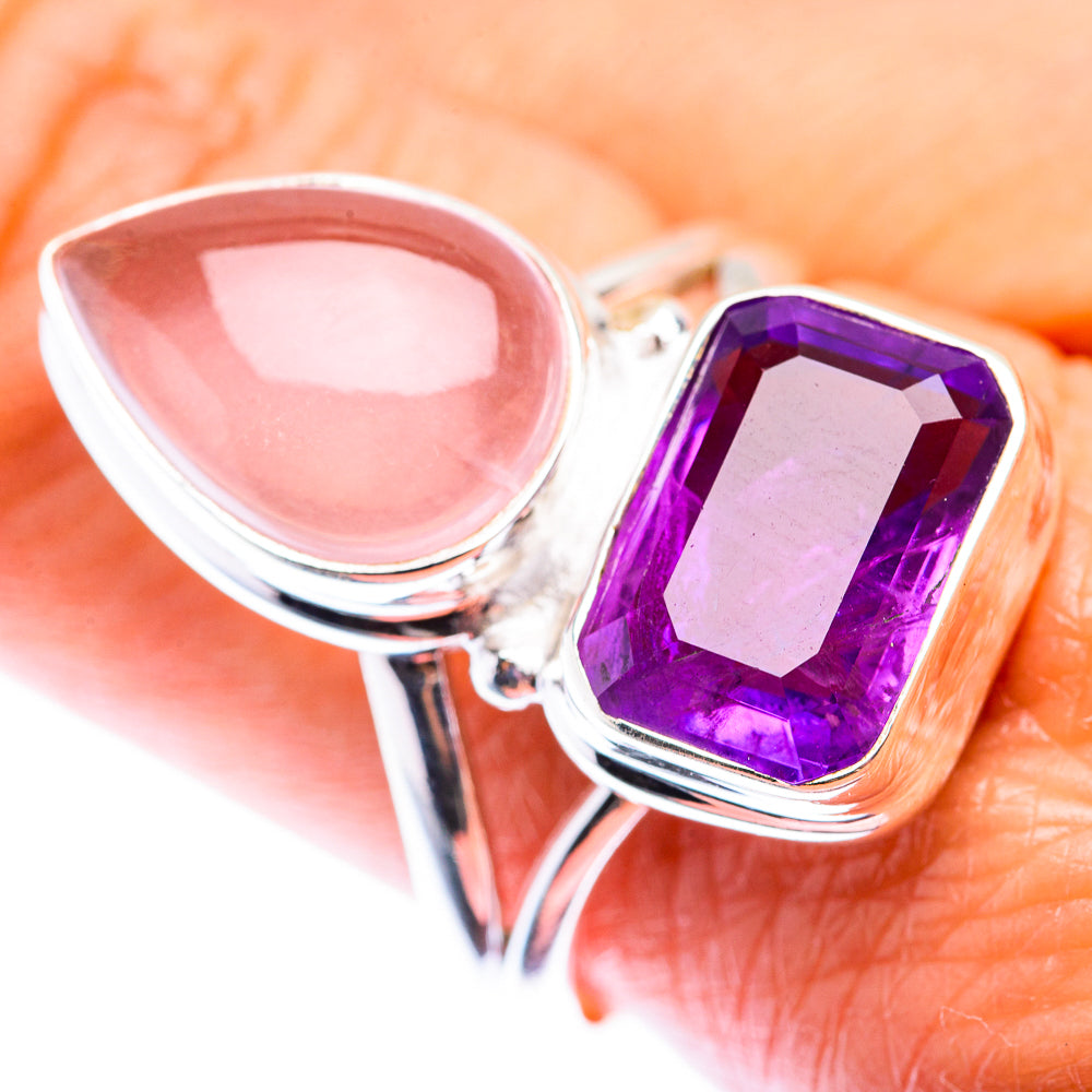 Rose Quartz, Amethyst Ring Size 10 (925 Sterling Silver) RING140165