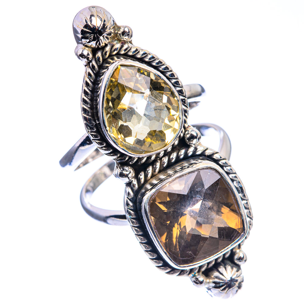 Large Smoky Quartz, Citrine Ring Size 8.25 (925 Sterling Silver) R142485