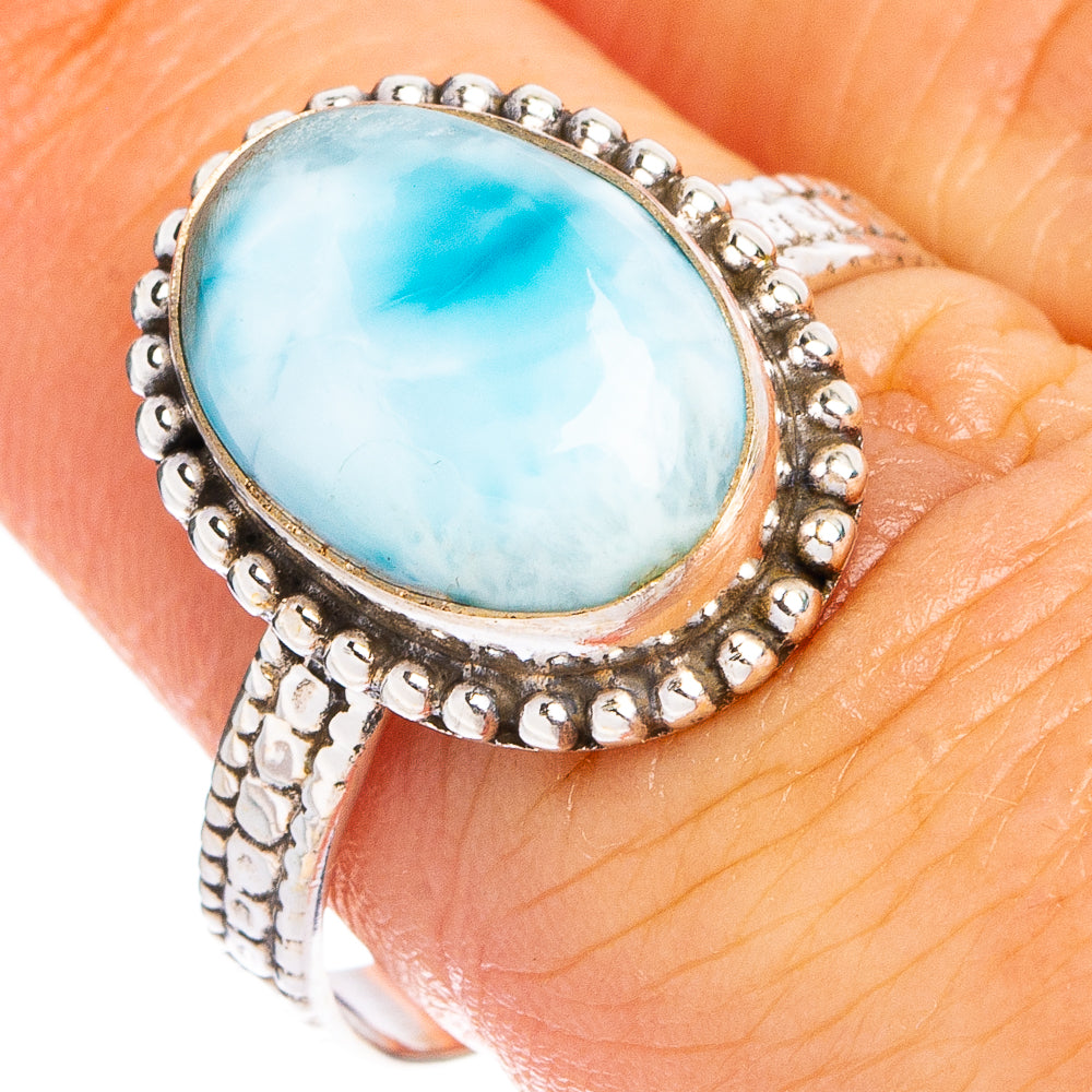 Rare Larimar Ring Size 8 (.925 Sterling Silver)