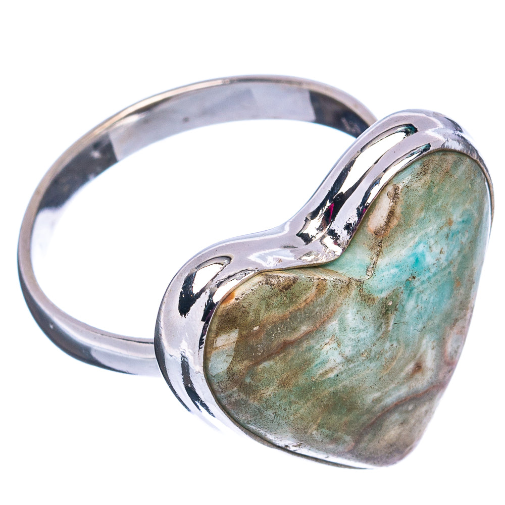 Blue Aragonite Heart Ring Size 10.75 (.925 Sterling Silver)