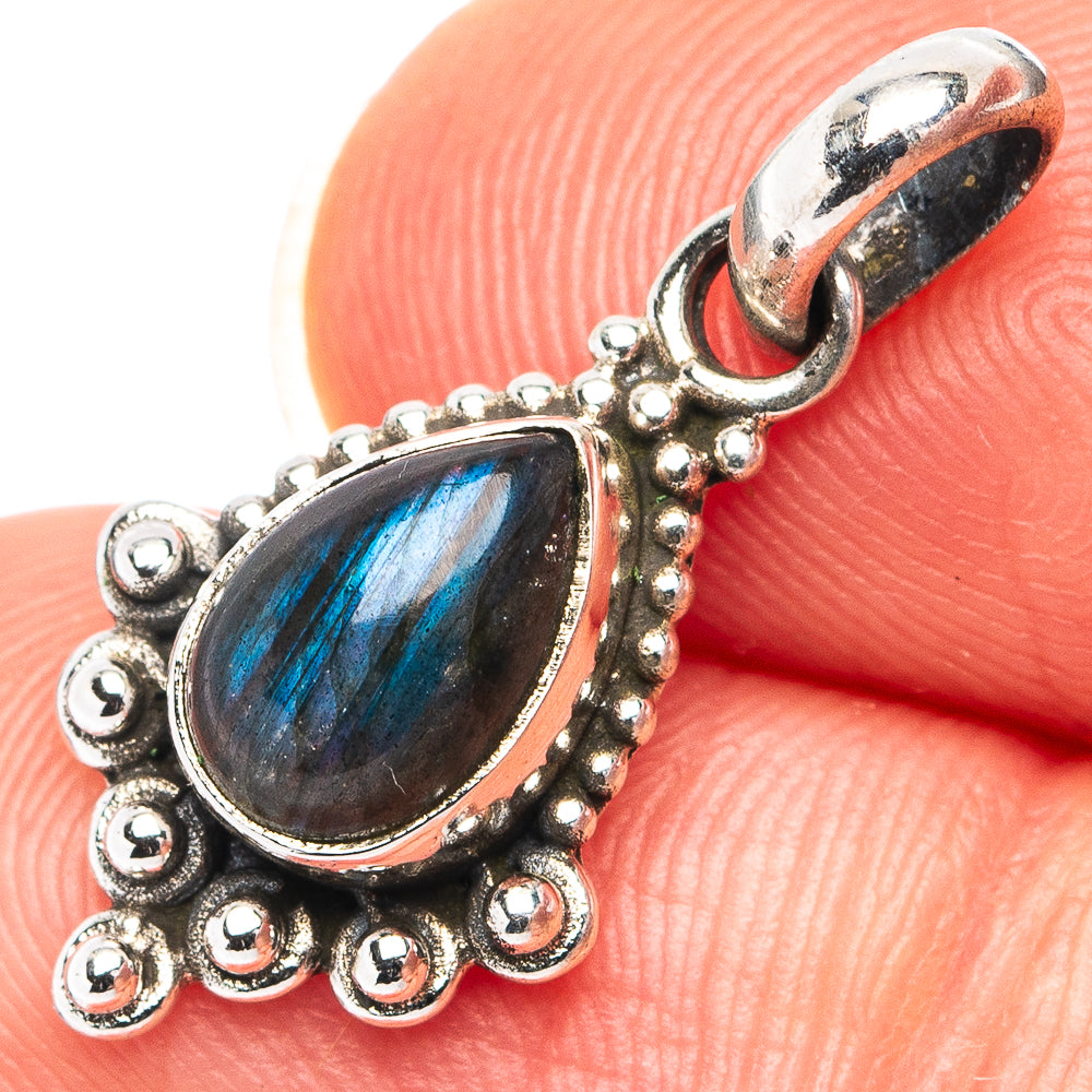 Labradorite Dainty Pendant 1" (.925 Sterling Silver)