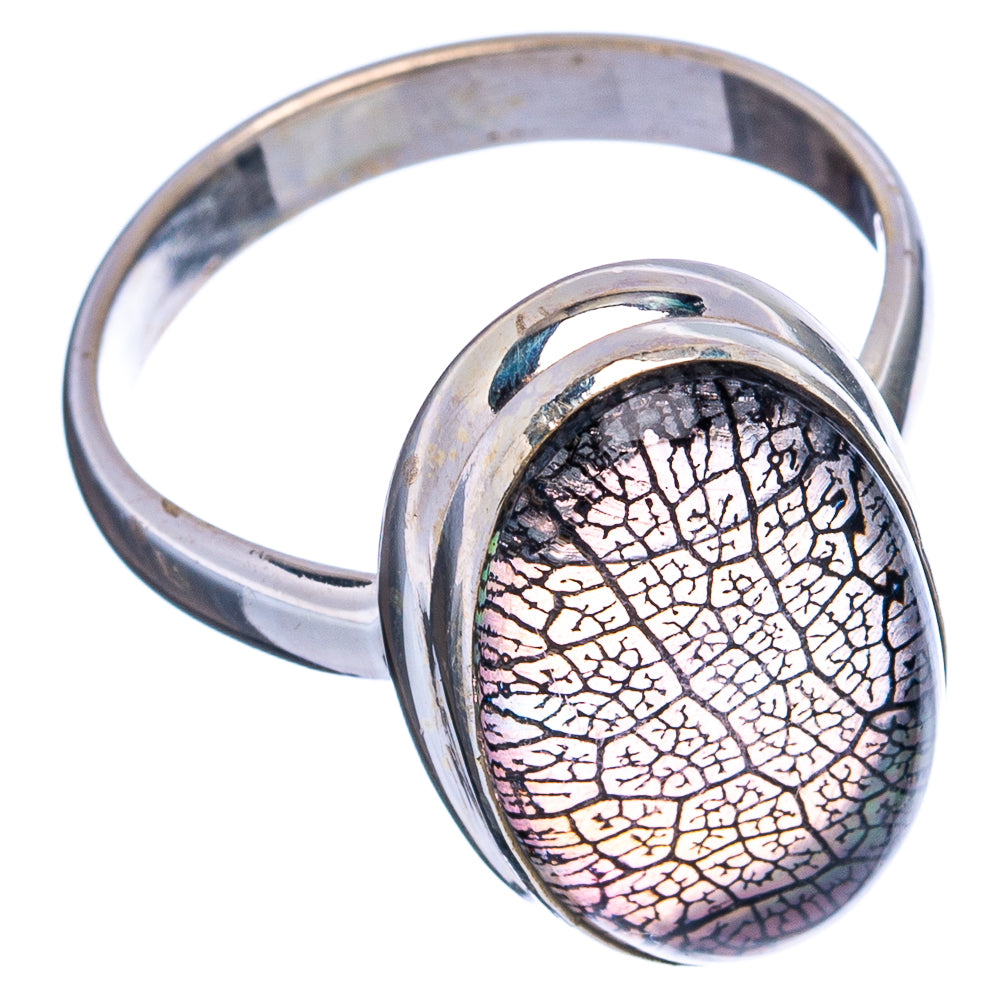 Rare Leaf Aurora Opal Ring Size 9 (.925 Sterling Silver)