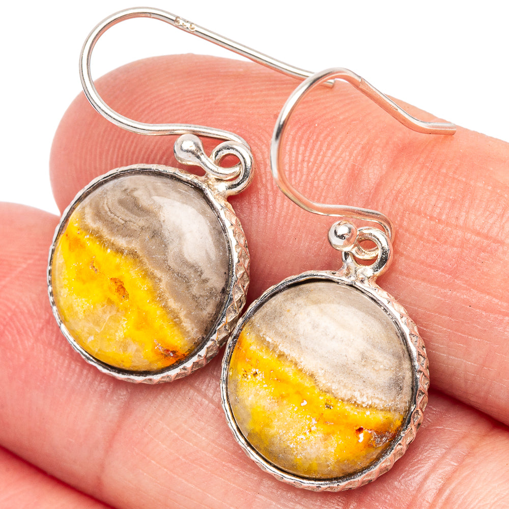 Bumble Bee Jasper Earrings 1 1/8" (925 Sterling Silver) E2474