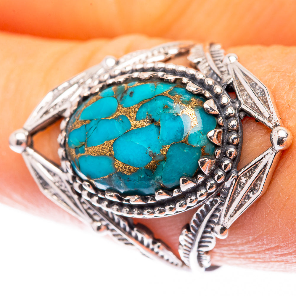 Blue Copper Composite Turquoise Ring Size 8.25 (925 Sterling Silver) R141505