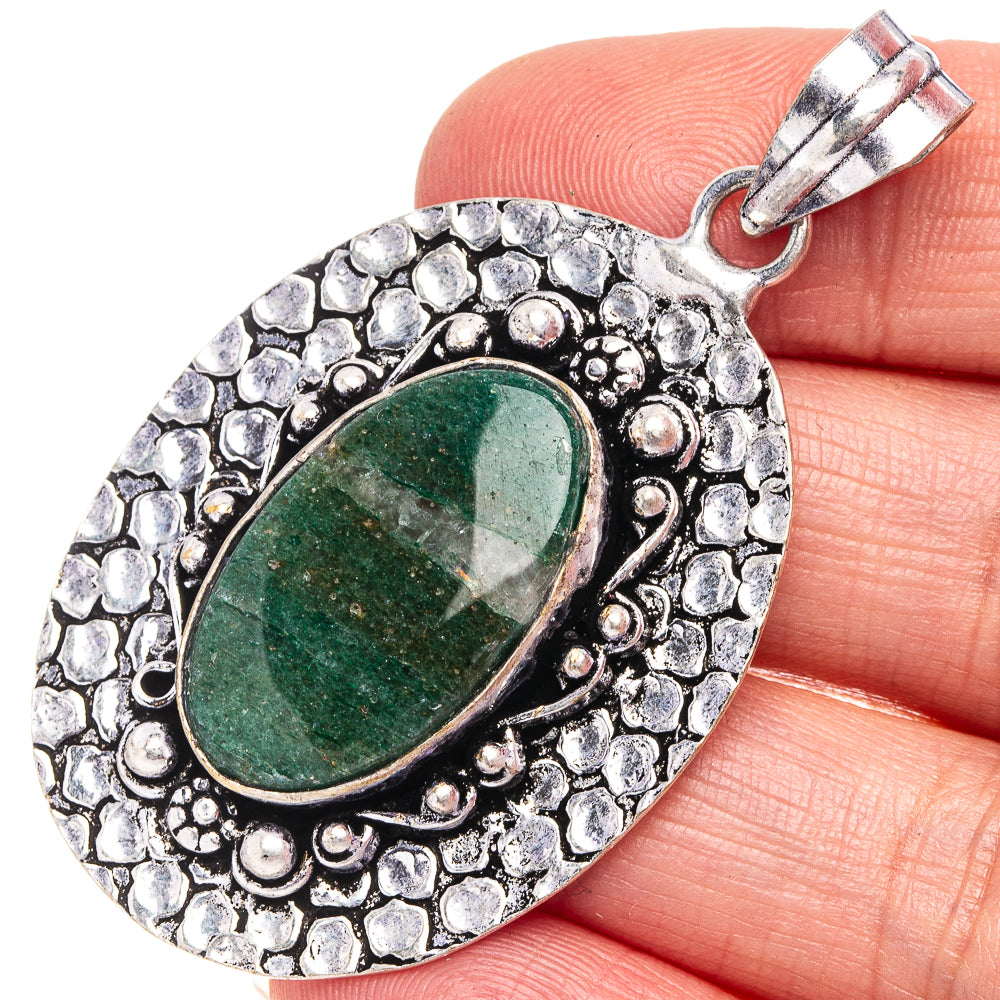 Green Aventurine Pendant 2 1/4" (German Silver)