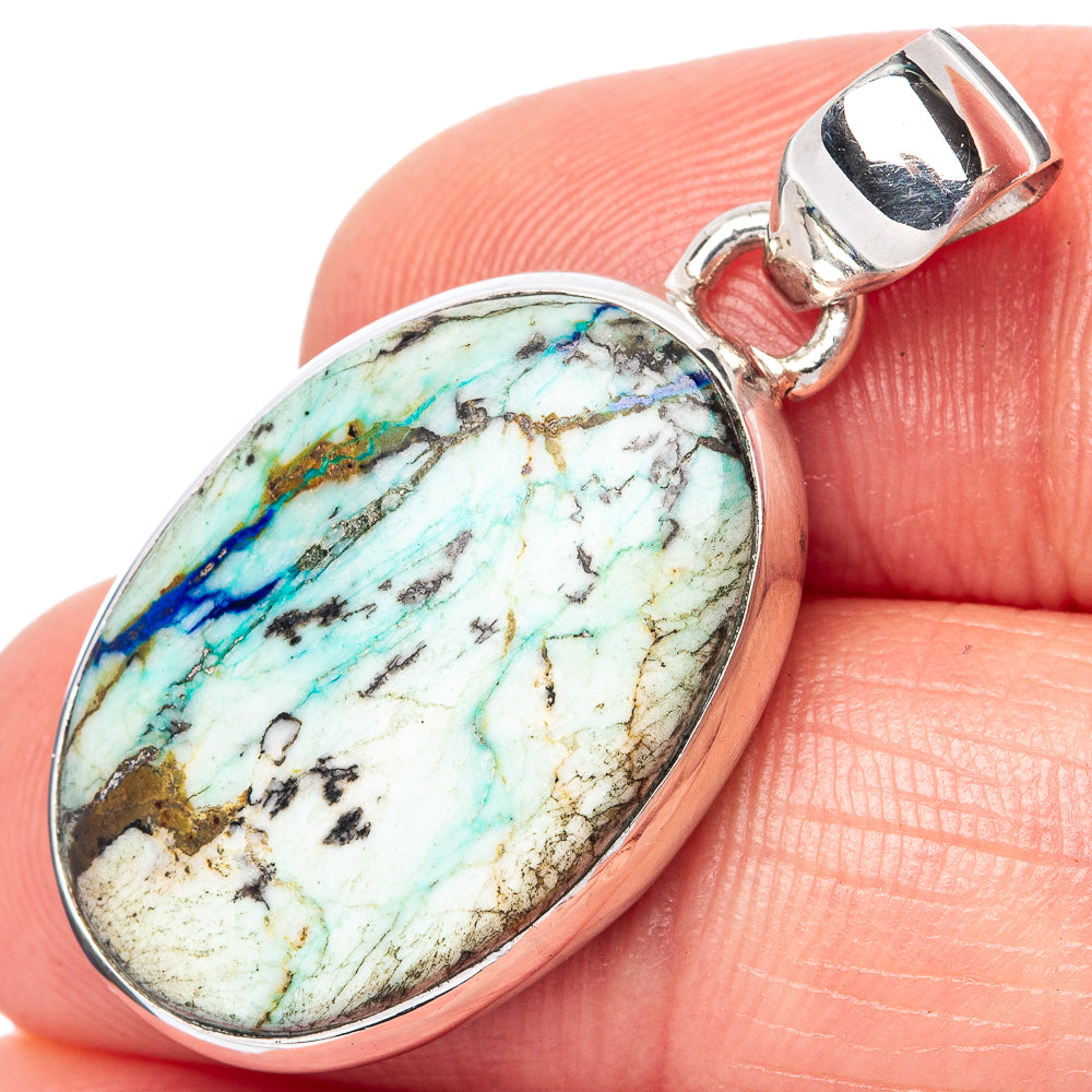 Azurite 925 Sterling Silver Pendant 1 3/8" (925 Sterling Silver) P42629
