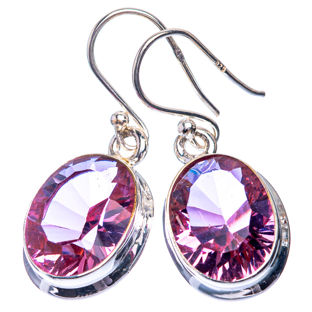Faceted Color Change Alexandrite (Lab.) Earrings 1 1/4" (925 Sterling Silver) E432554