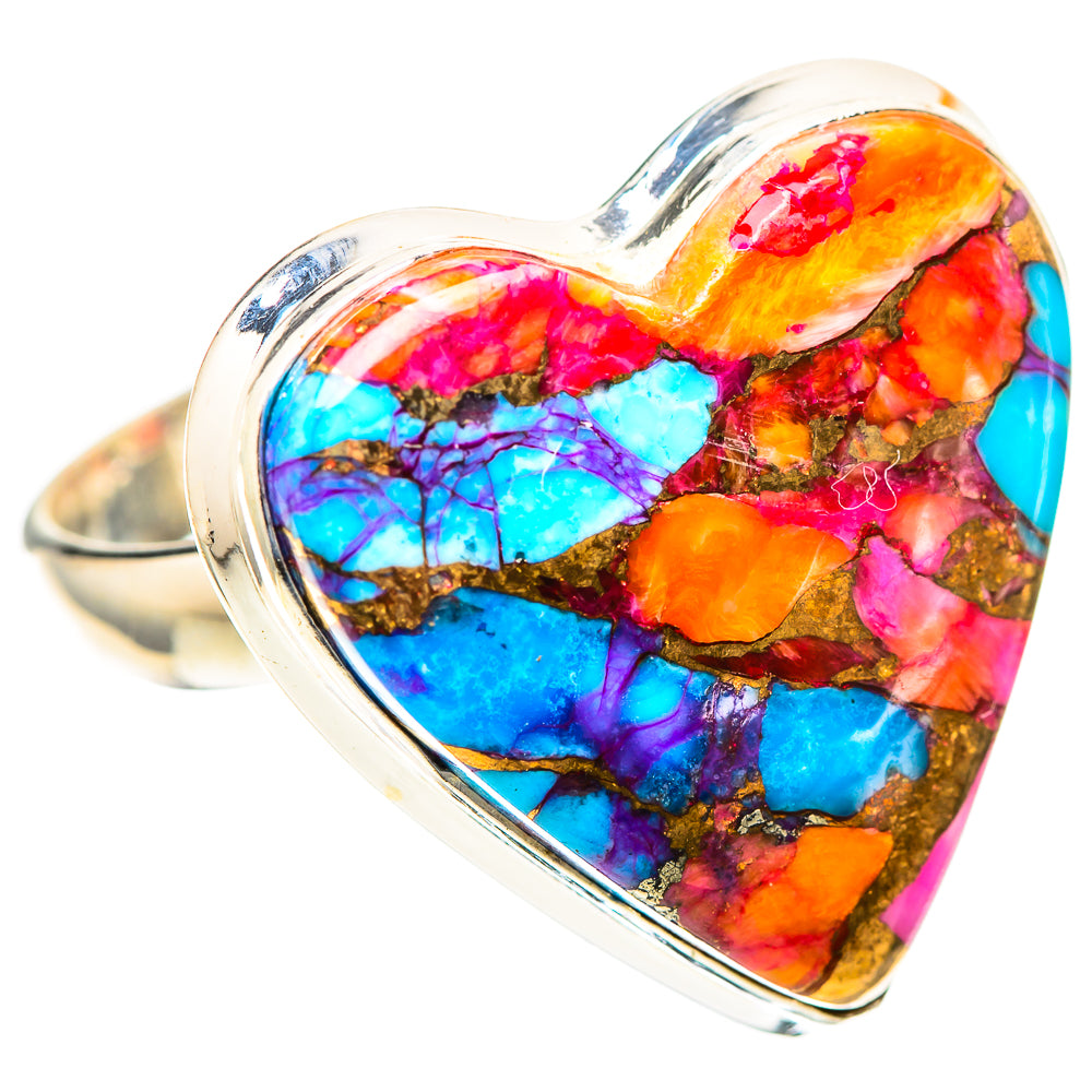 Large Kingman Pink Dahlia Turquoise Ring Size 9.5 (925 Sterling Silver) RING139110