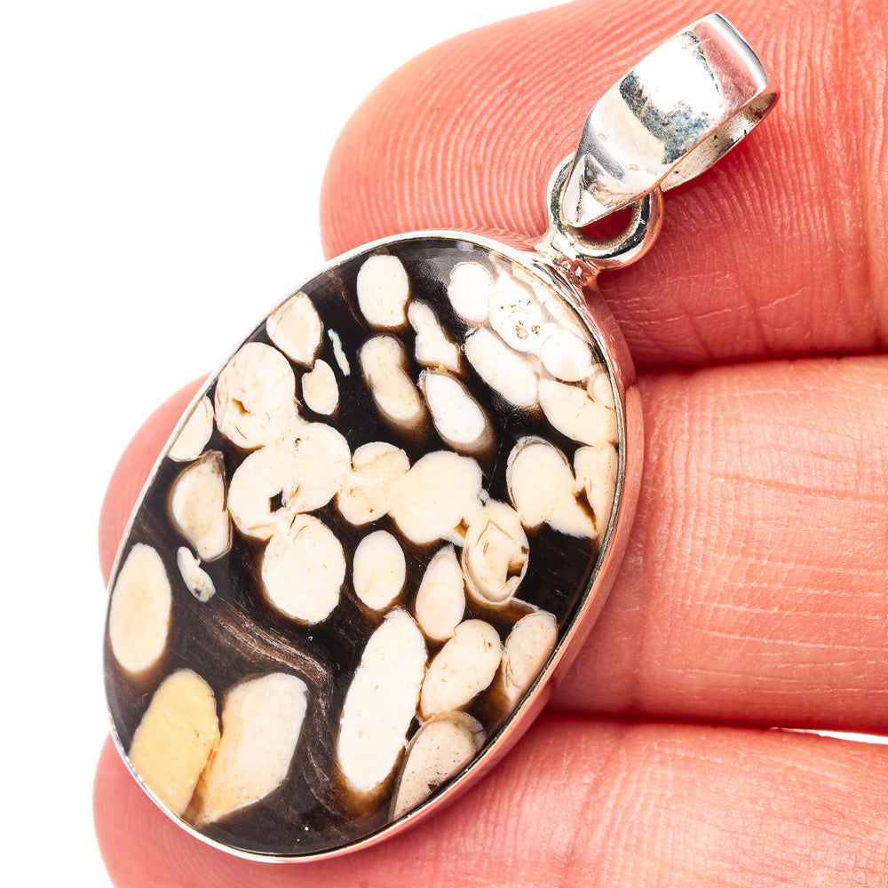 Peanut Wood Jasper Pendant 1 5/8" (.925 Sterling Silver)