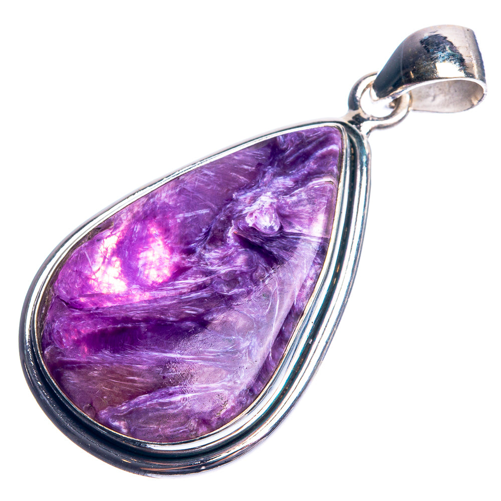 Charoite 925 Sterling Silver Pendant 1 5/8"