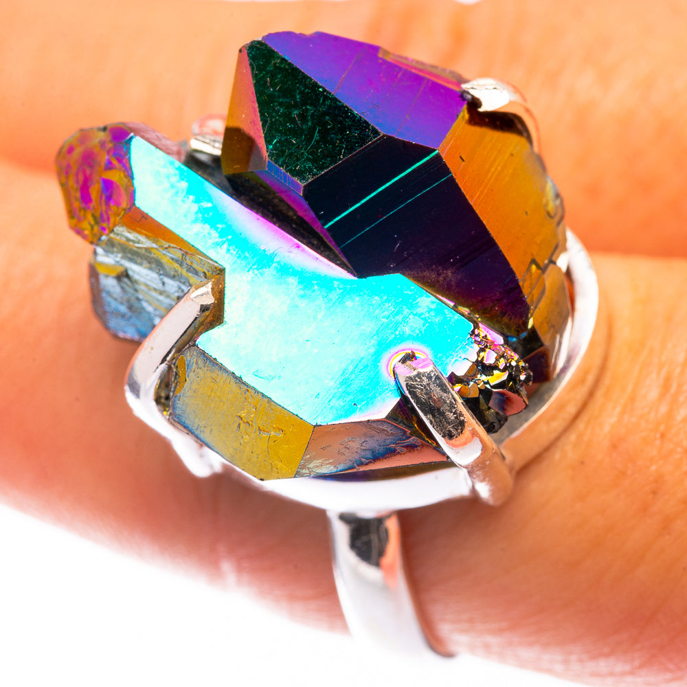 Large Titanium Sunshine Druzy Ring Size 8 (925 Sterling Silver) R141175