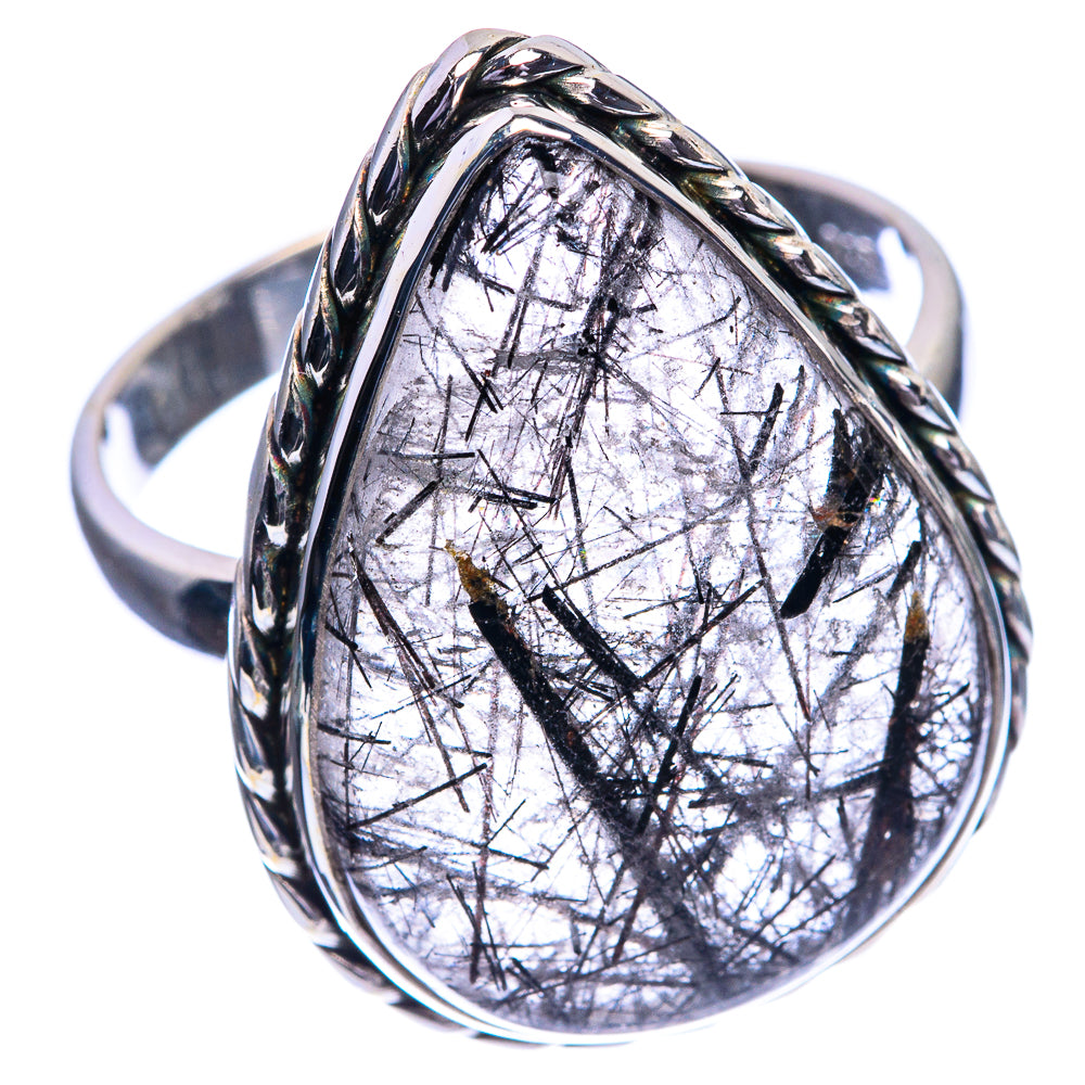 Large Tourmalinated Quartz Ring Size 11 (925 Sterling Silver) R144184
