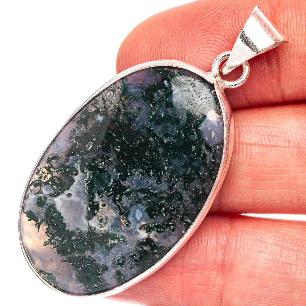 Laguna Lace Agate Pendant 1 7/8" (Silver Plated)