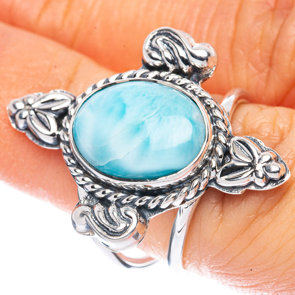 Premium Larimar Ring Size 6 (925 Sterling Silver) R2636