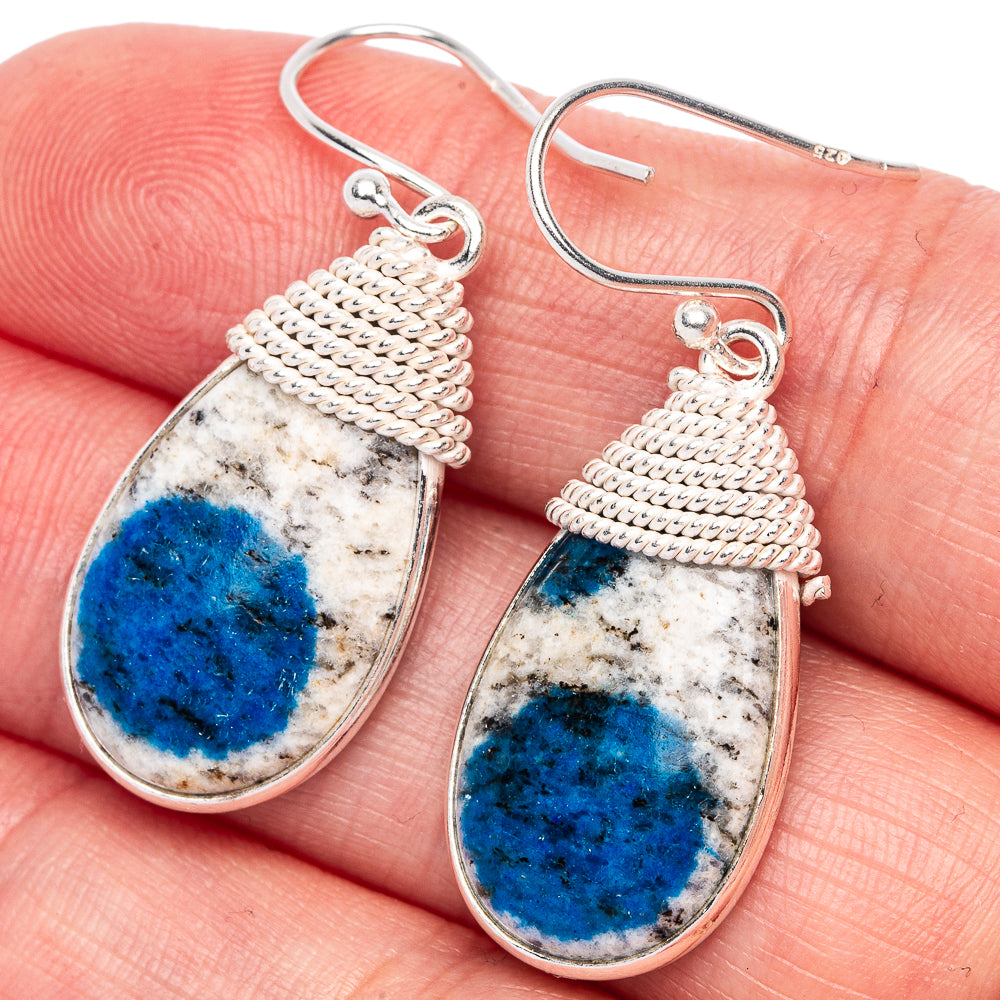 K2 Blue Azurite Earrings 1 1/2" (925 Sterling Silver) E433172
