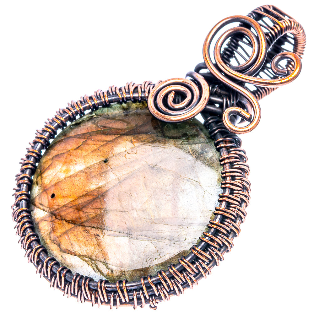 Labradorite Wire Wrap Pendant 2 1/4" (Oxidized Copper)