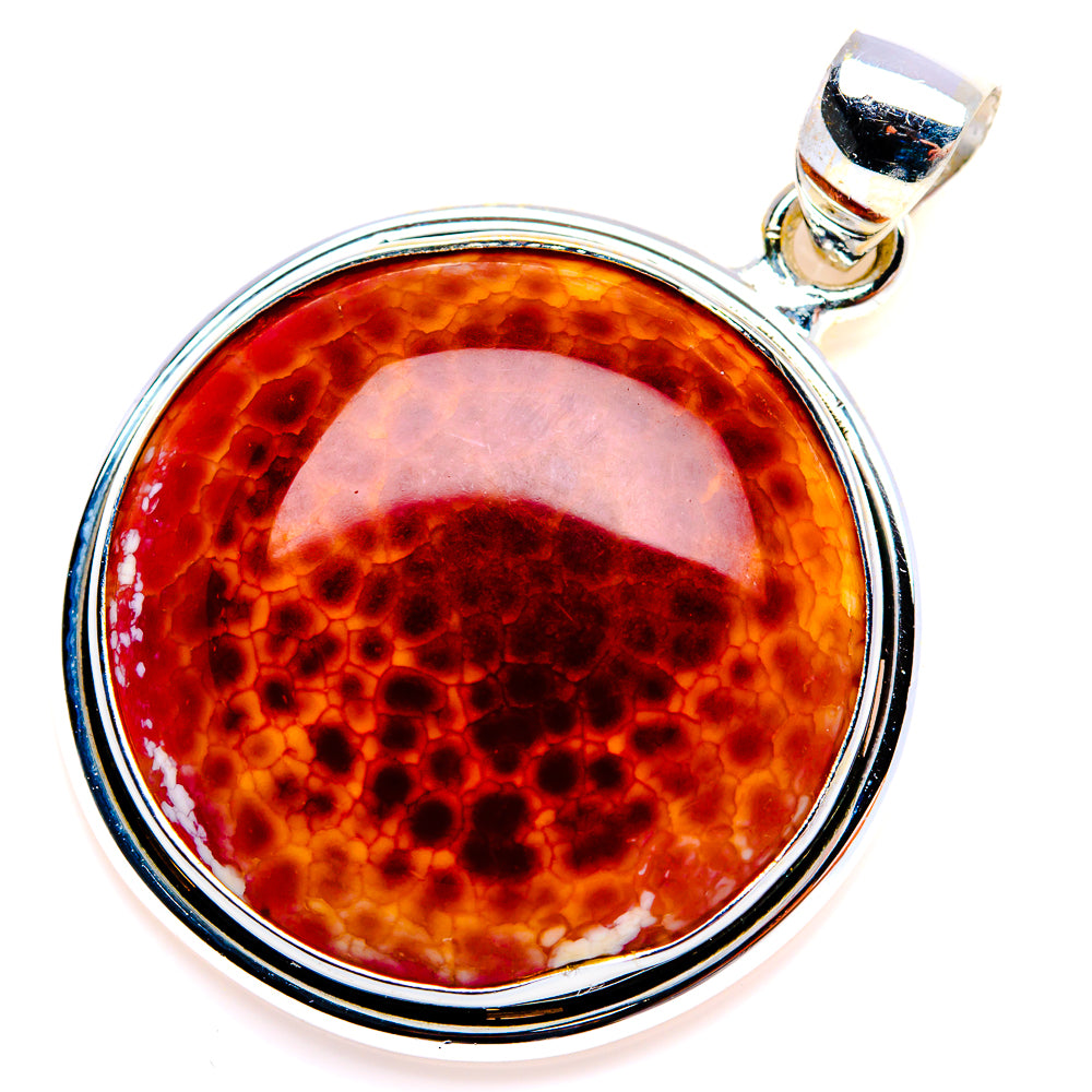 Fire Crab Agate Pendant 1 1/2" (925 Sterling Silver) PD38159