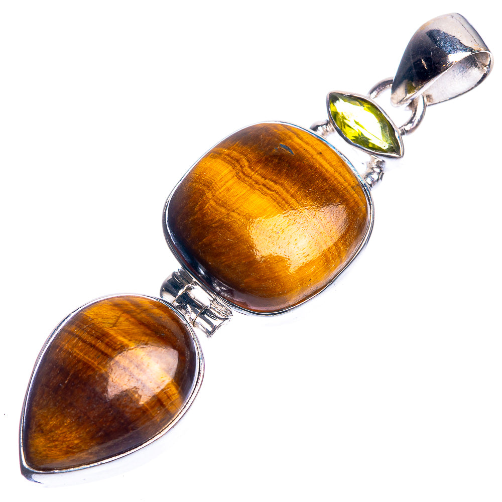 Tiger Eye, Peridot 925 Sterling Silver Pendant 2 1/8"
