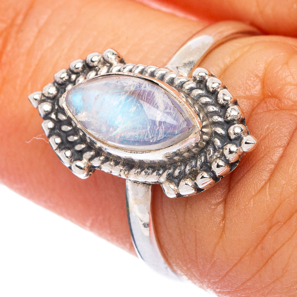 Rainbow Moonstone Dainty Ring Size 6 (925 Sterling Silver) R145673
