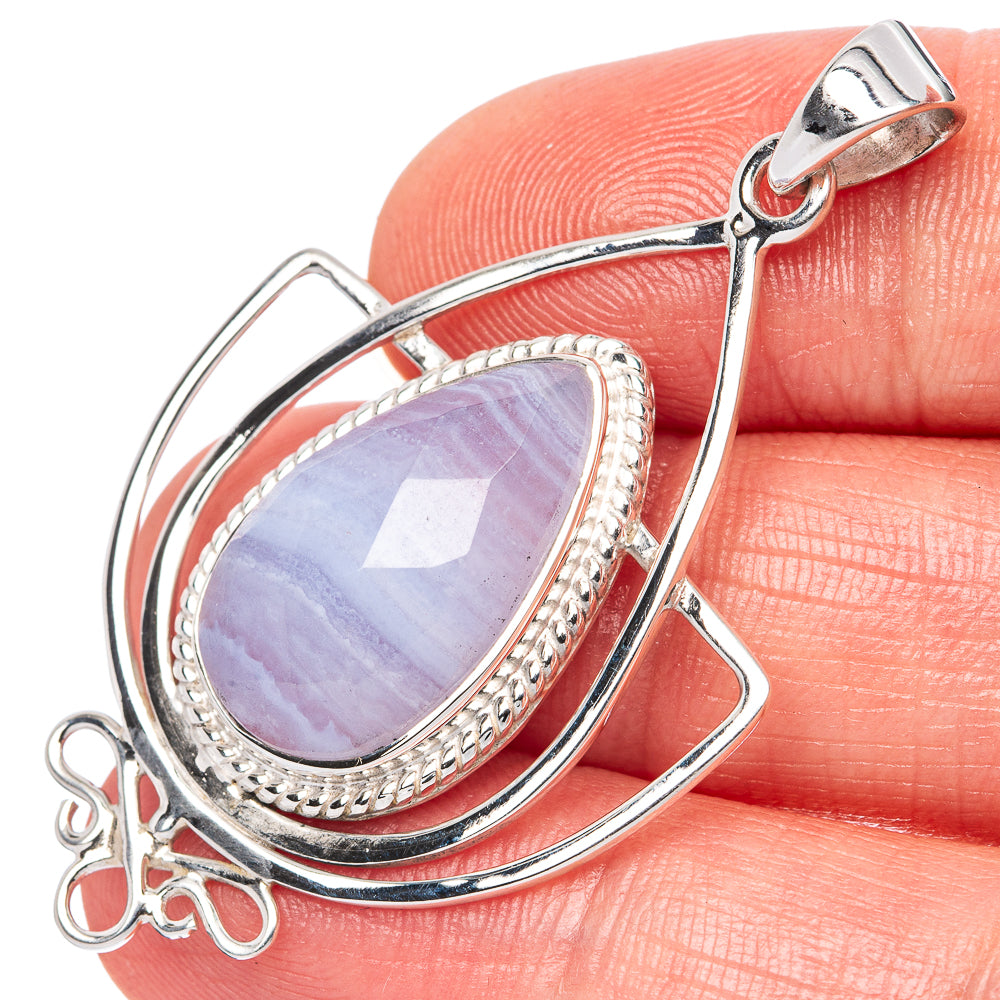 Asc Premium Blue Lace Agate Pendant 1 7/8" (925 Sterling Silver) P42280