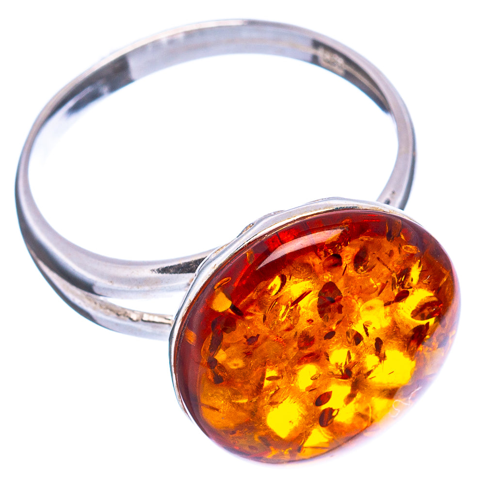Baltic Amber Ring Size 8 Adjustable (.925 Sterling Silver)