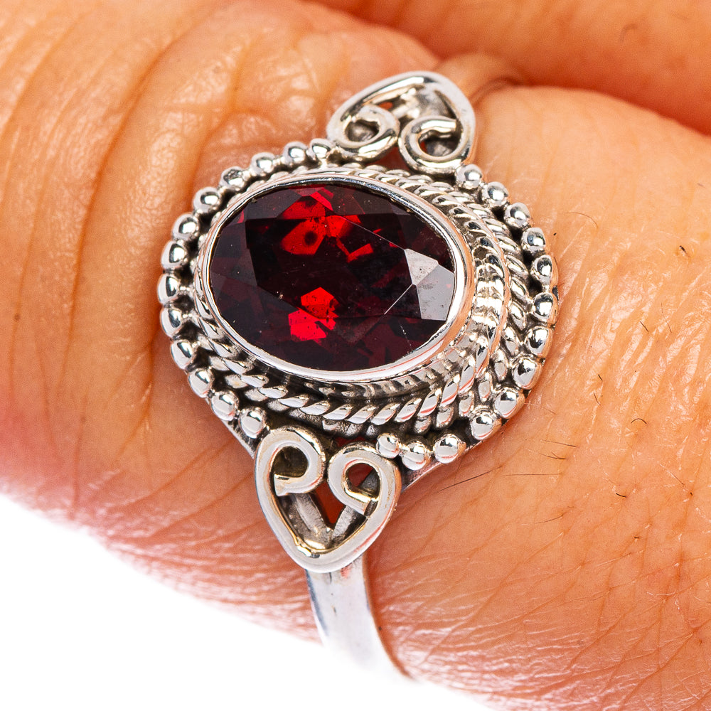 Garnet Dainty Ring Size 8.5 (925 Sterling Silver) R147203