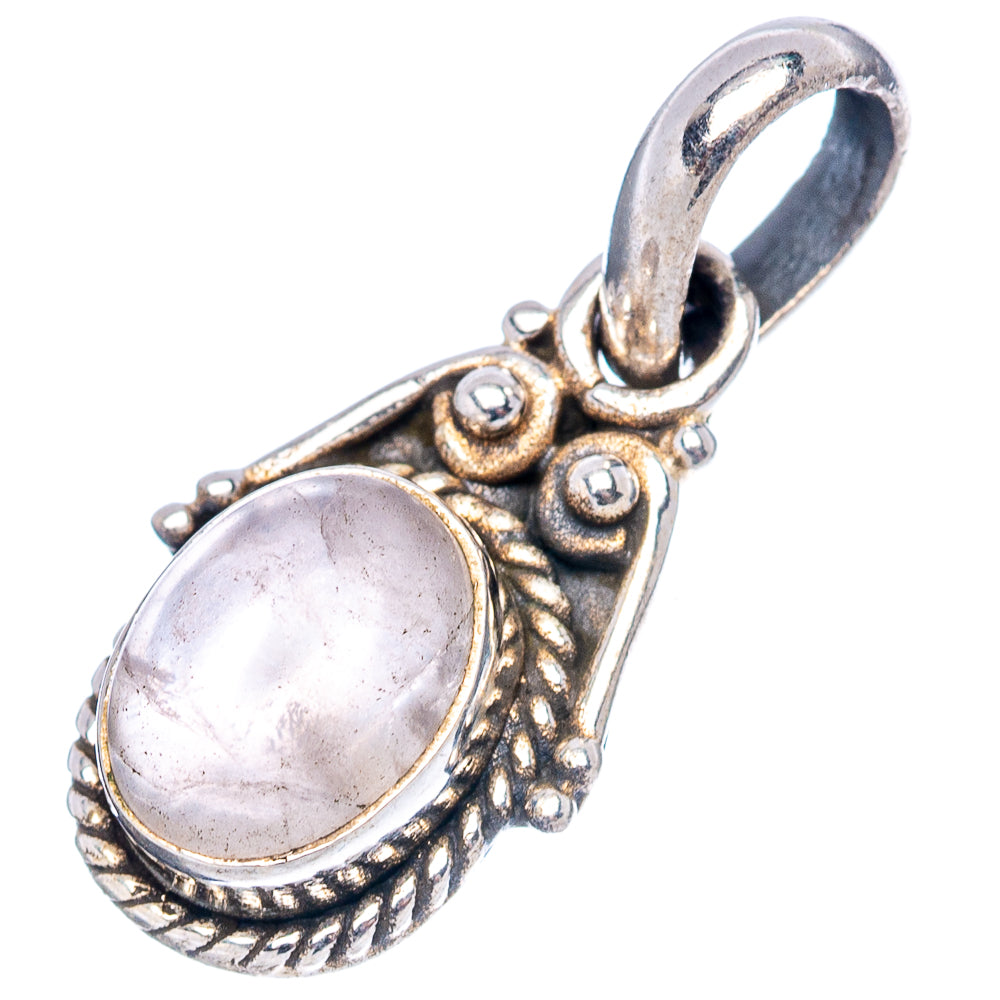 Dainty Rose Quartz Pendant 7/8" (.925 Sterling Silver)