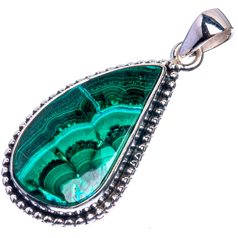 Malachite 925 Sterling Silver Pendant 1 5/8"