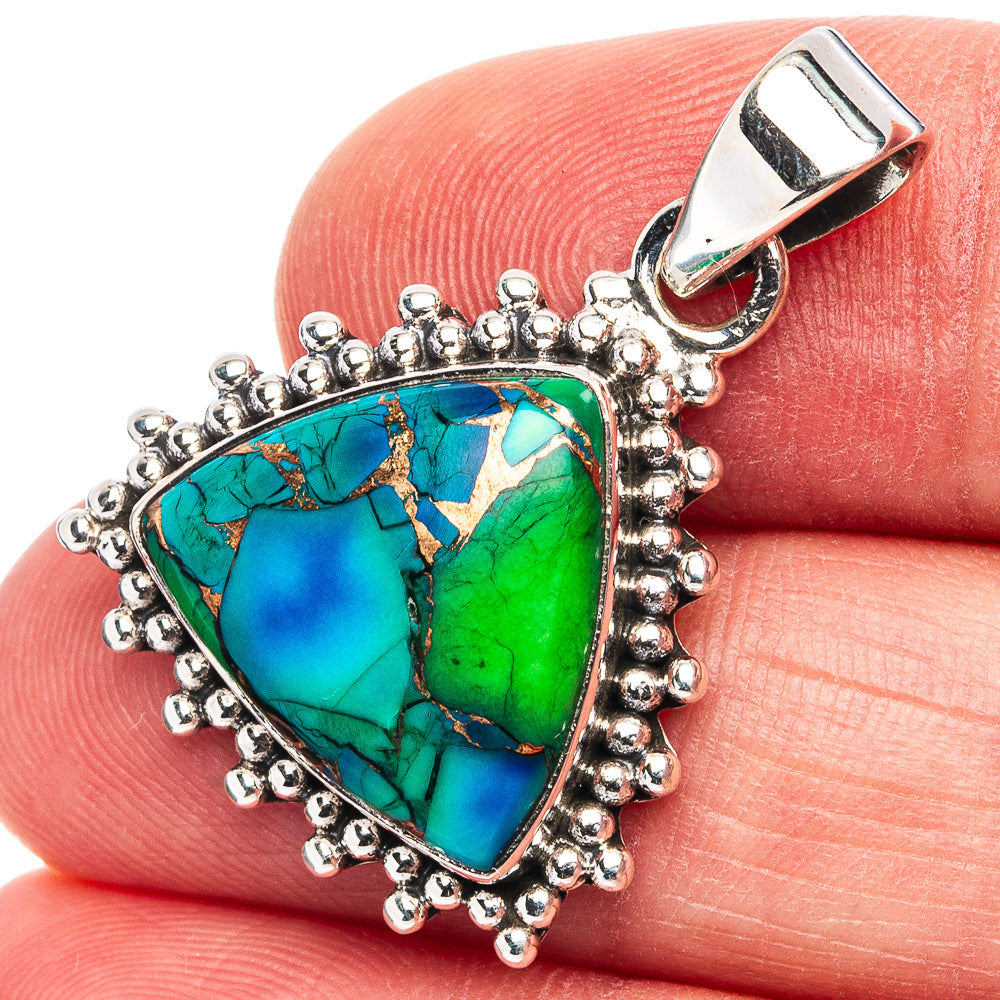 Green Dahlia Mohave Turquoise Pendant 1 1/4" (.925 Sterling Silver)