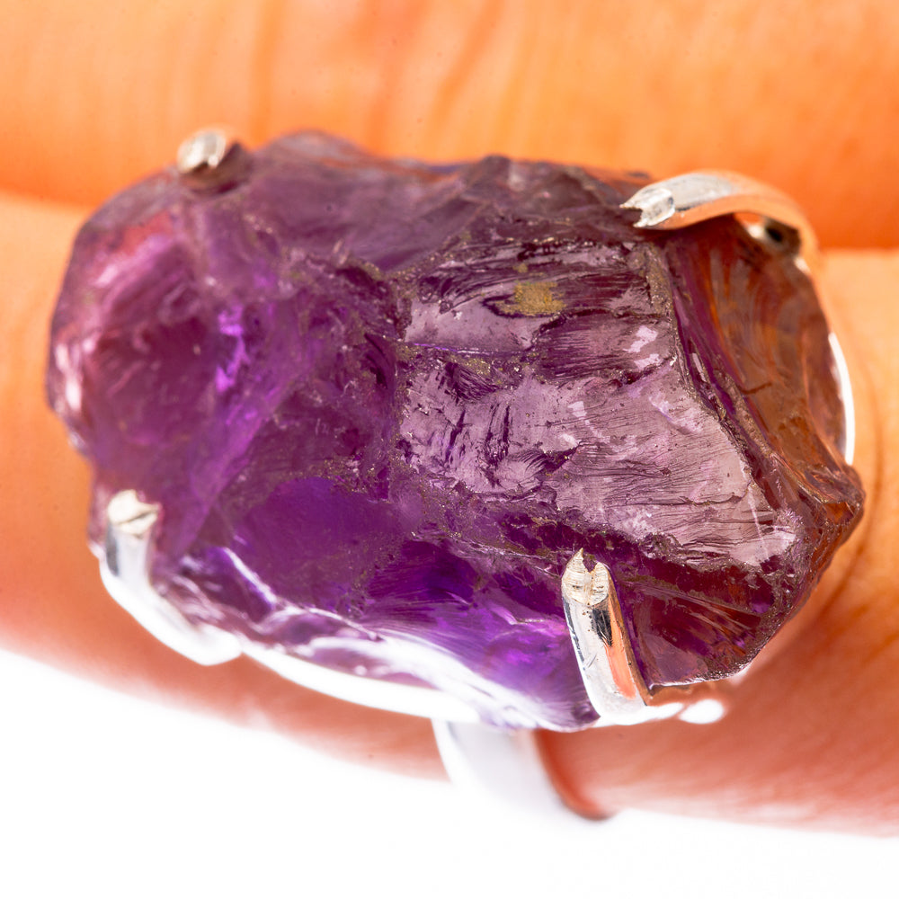 Large Raw Amethyst Ring Size 8.25 (925 Sterling Silver) R141602