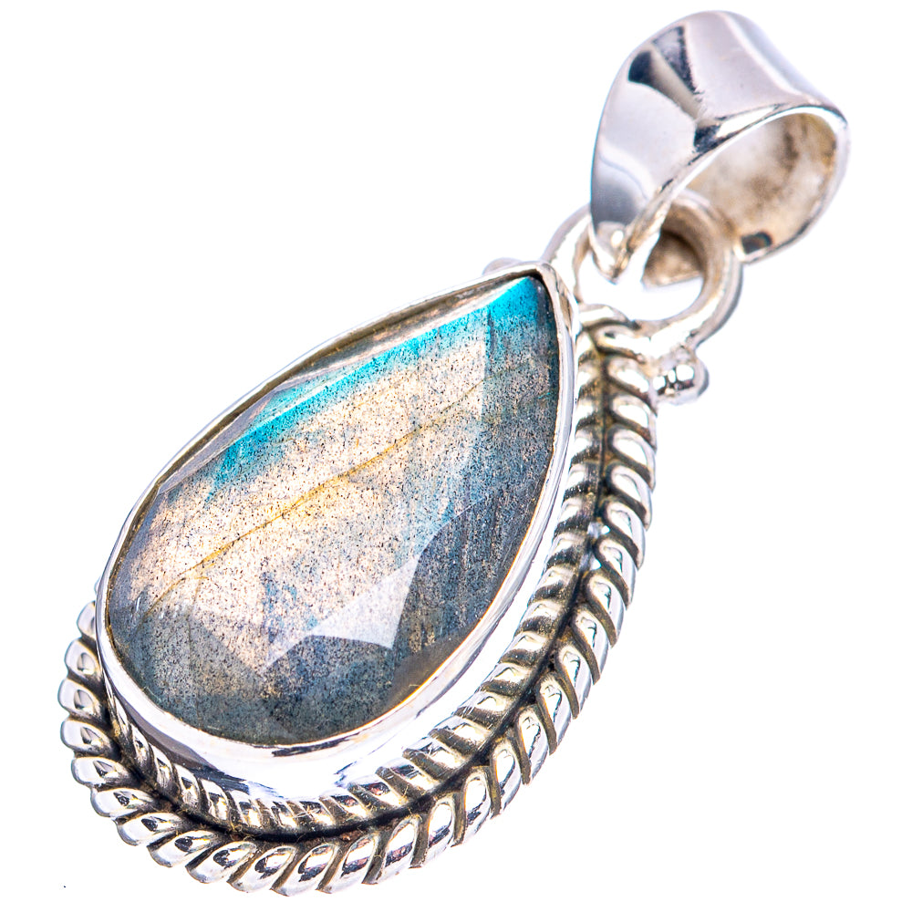 Faceted Labradorite Pendant 1 1/8" (.925 Sterling Silver)