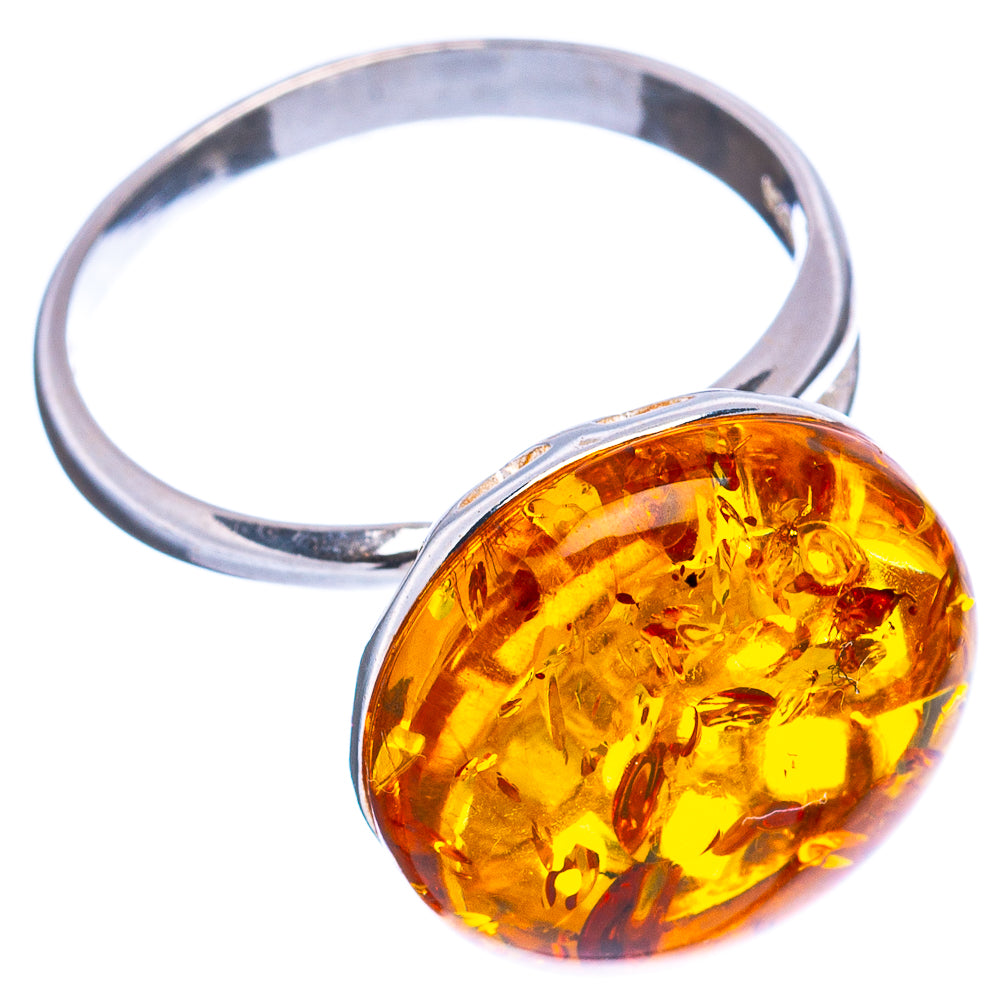 Baltic Amber Ring Size 7 Adjustable (.925 Sterling Silver)