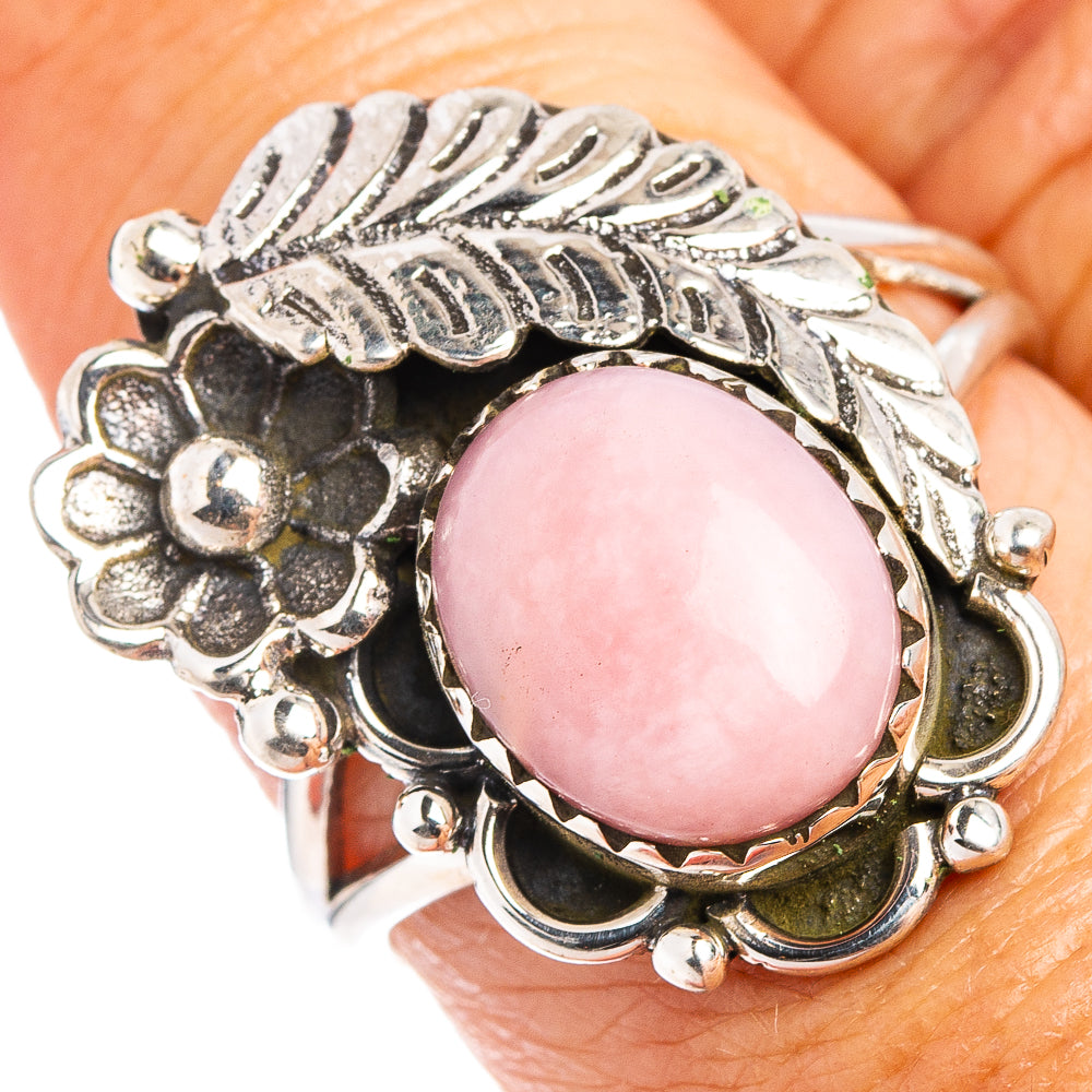 Native Style Pink Opal Ring Size 8 (.925 Sterling Silver)