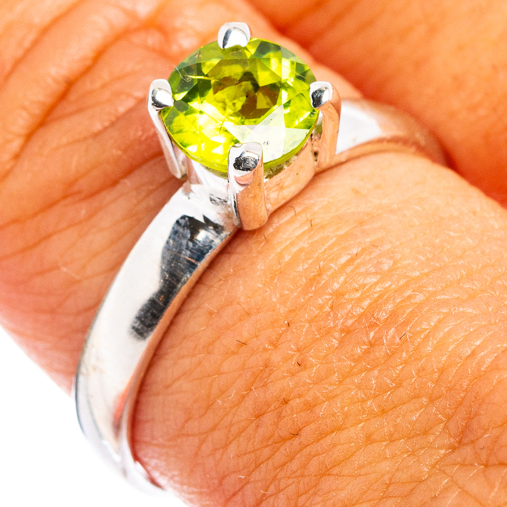 Faceted Peridot Ring Size 9 (.925 Sterling Silver)