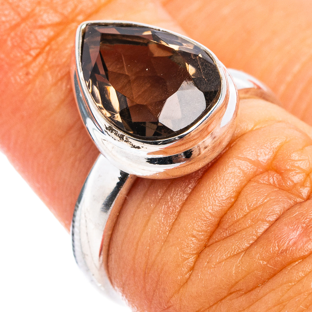 Faceted Smoky Quartz Ring Size 5.75 (.925 Sterling Silver)