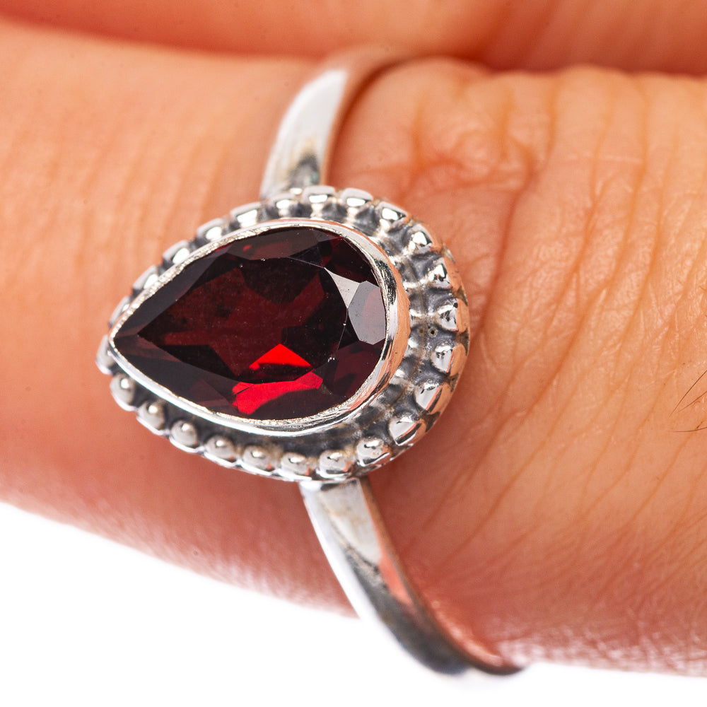 Garnet Dainty Ring Size 9.25 (925 Sterling Silver) R145271