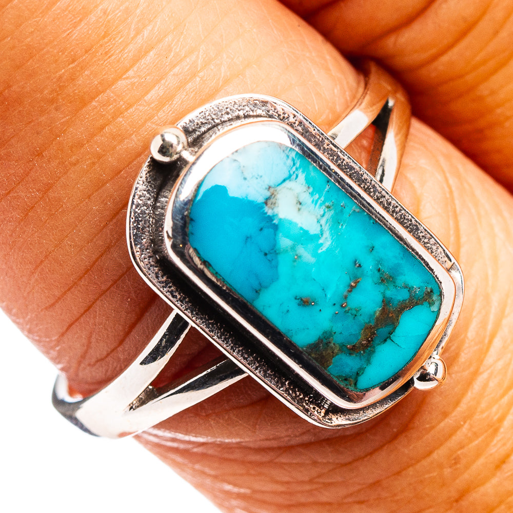 Native Style Mohave Turquoise Ring Size 8.5 (.925 Sterling Silver)