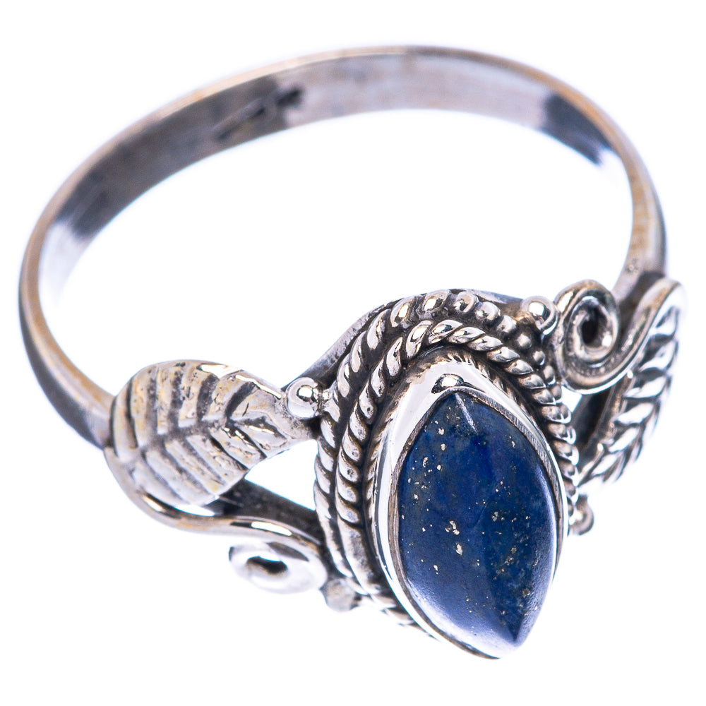 Lapis Lazuli Leaf 925 Sterling Silver Ring Size 8 (925 Sterling Silver) R5340