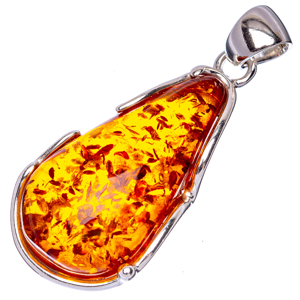 Anasilvercos Baltic Amber Pendant 1 3/4" (925 Sterlnig Silver)