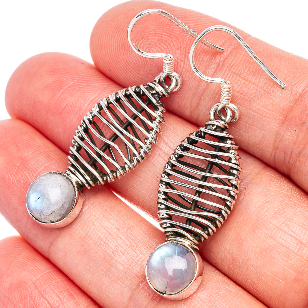 Rainbow Moonstone Earrings 1 5/8" (925 Sterling Silver) E433248